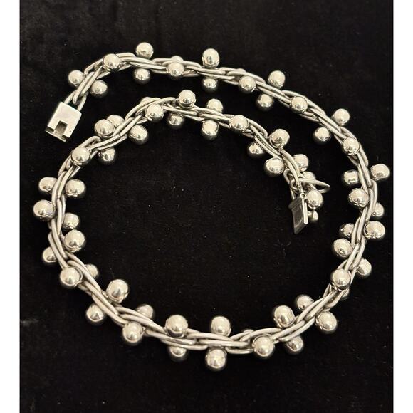 Taxco Mexico Sterling DNA Link Peppercorn Cha Cha Necklace Spratling Style 82g - Picture 1 of 7
